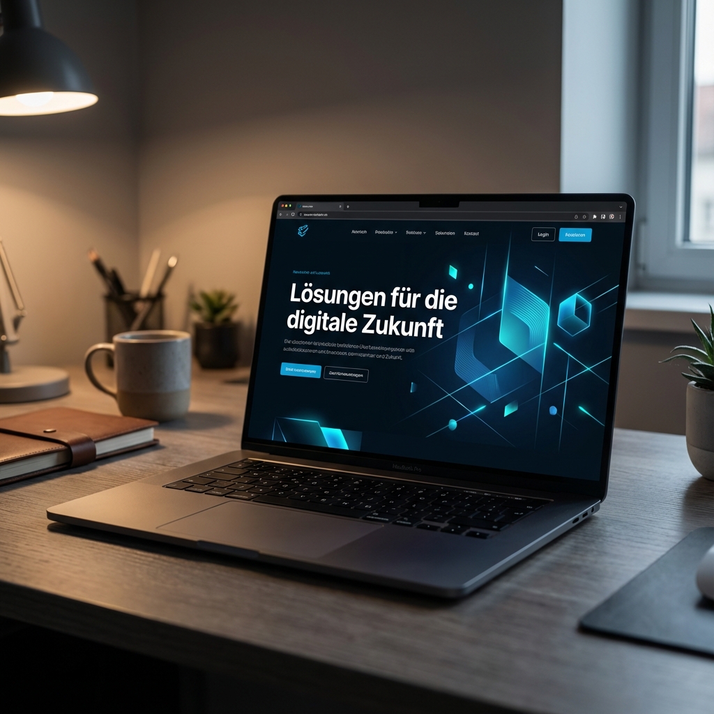 Modern Desk with Laptop