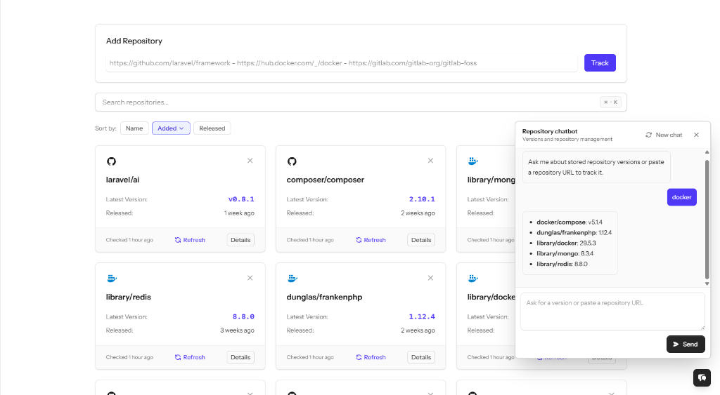 Versiontracker KI-Chatbot im Live-Einsatz